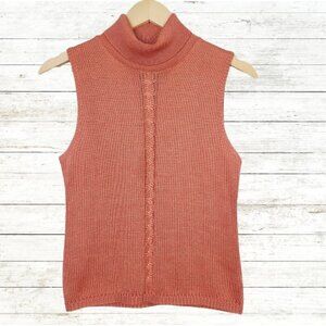 Gerard Darel Tank Sweater 2 (M) Orange Chunky Knit Cowl Neck Sleeveless Pullover